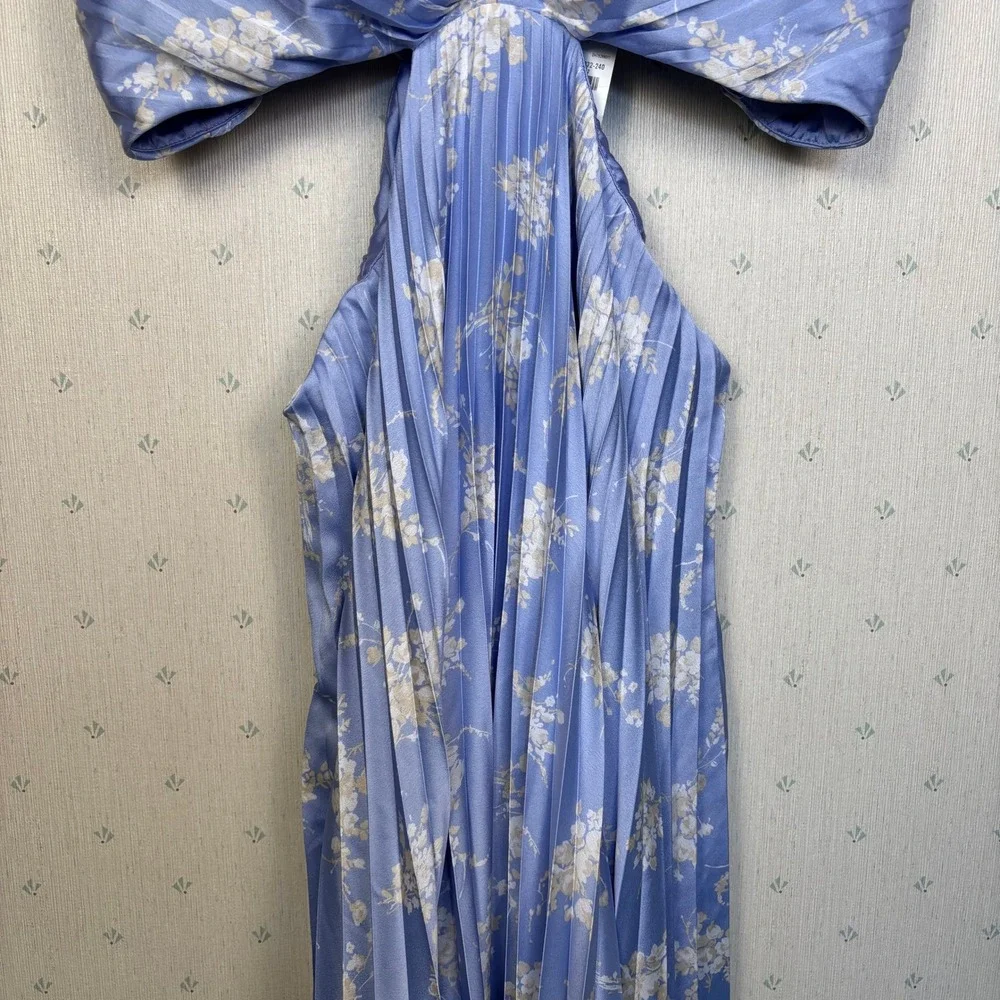 Abercrombie Giselle Pleated Cutout Maxi Dress XXL Tall Blue Floral Romantic NWT